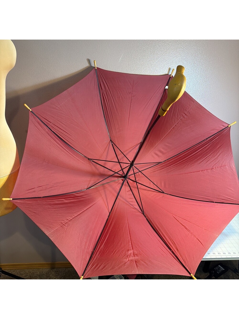 Vintage Red Aramis Umbrella / Walking Stick Duck Head Maroon